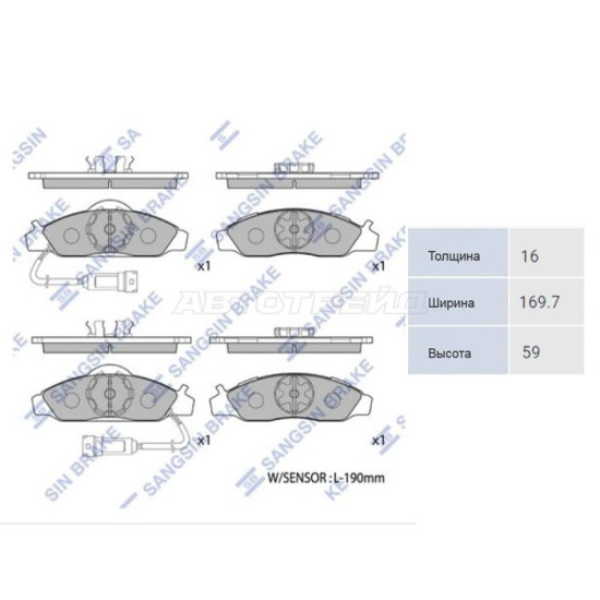 Колодки тормозные перед SSANGYONG MUSSO 96-05/ KORANDO 96-05 HI-Q/SANGSIN BRAKE