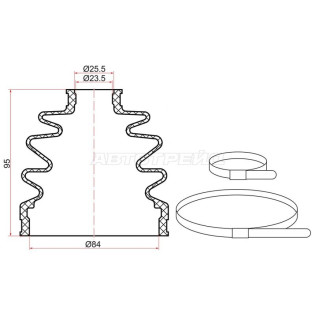 Пыльник шруса наружный VOLVO S60/S80 98-06/V70 00-07/VAG A4 94-00/A6 97-05 (2 хомута.резина) SAT