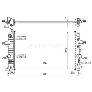 Радиатор OPEL ASTRA H 1.6/1.8 2004-2010 // OPEL ZAFIRA B 1.6/1.8  2005- SAT